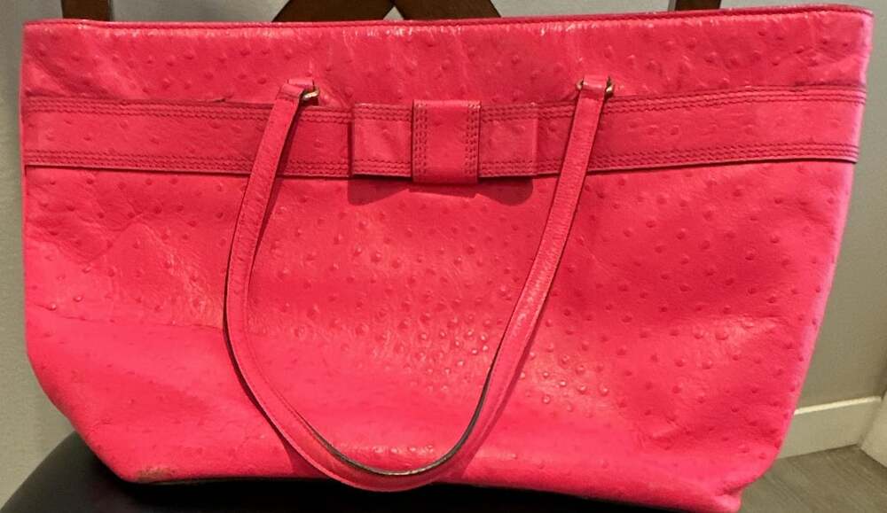 Kate Spade Valencia Road Harmony Large Ostrich Tote Pink